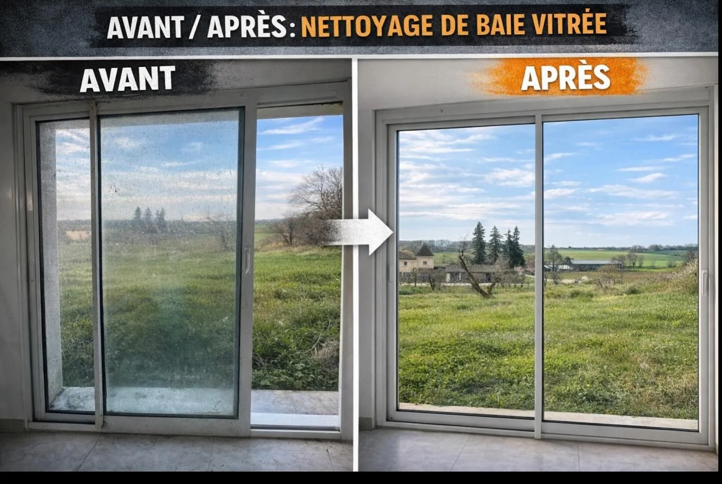 Remise en état baie vitrée avant après
